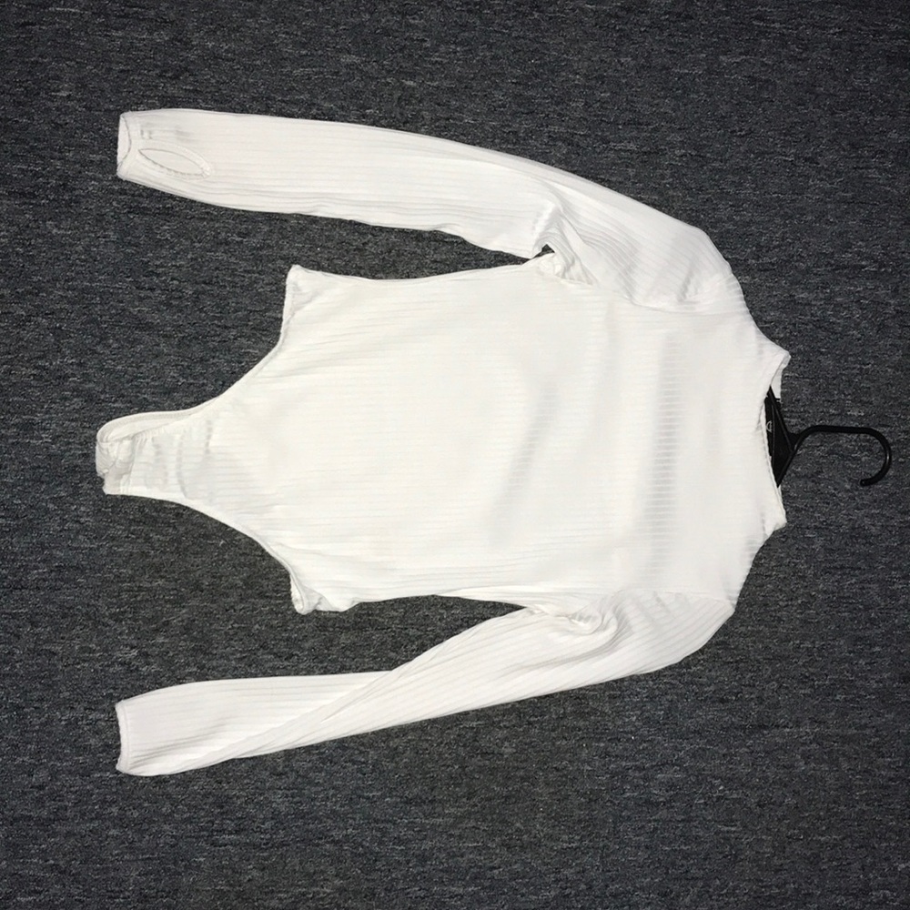 Misguided, white ribbed body suit